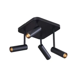 QAZQA Abgerundeter Deckenstrahler schwarz GU10 35mm 4-flammig dreh- und schwenkbar - Kate