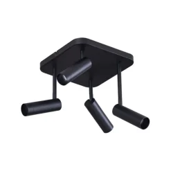 QAZQA Abgerundeter Deckenstrahler schwarz GU10 35mm 4-flammig dreh- und schwenkbar - Kate