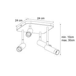 QAZQA Abgerundeter Deckenstrahler schwarz GU10 35mm 4-flammig dreh- und schwenkbar - Kate