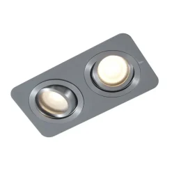 QAZQA Abgerundeter Einbaustrahler Gunmetal GU10 50mm dreh- und schwenkbar IP44 2-flammig - Alberto