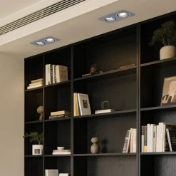 QAZQA Abgerundeter Einbaustrahler Gunmetal GU10 50mm dreh- und schwenkbar IP44 2-flammig - Alberto