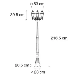 QAZQA Antike Außenlaterne gold 3-flammig IP44 - New Haven