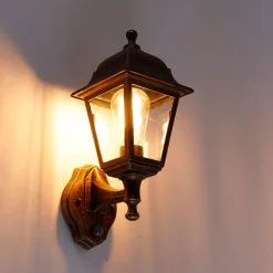 QAZQA Antike Wandleuchte Gold IP44 mit Bewegungsmelder - Capital