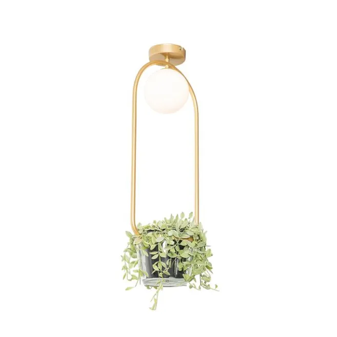 QAZQA Art Deco Deckenlampe Gold mit weißem Glas - Isabella