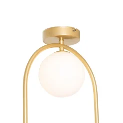 QAZQA Art Deco Deckenlampe Gold mit weißem Glas - Isabella