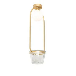 QAZQA Art Deco Deckenlampe Gold mit weißem Glas - Isabella