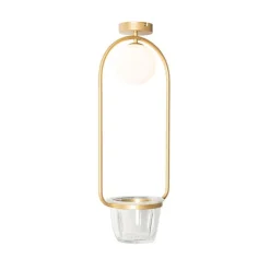 QAZQA Art Deco Deckenlampe Gold mit weißem Glas - Isabella
