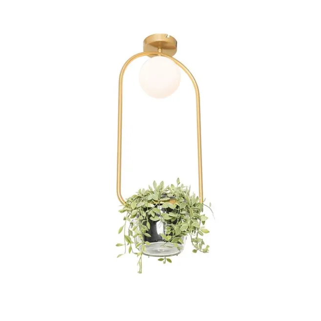 QAZQA Art Deco Deckenlampe Gold mit weißem Glas - Isabella
