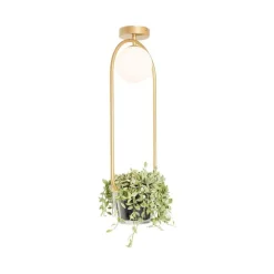 QAZQA Art Deco Deckenlampe Gold mit weißem Glas - Isabella