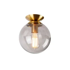 QAZQA Art Deco Deckenlampe Messing mit Rauchglas - Pallon