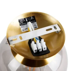 QAZQA Art Deco Deckenlampe Messing mit Rauchglas - Pallon