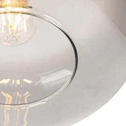 QAZQA Art Deco Deckenlampe schwarz mit Rauchglas - Bizle