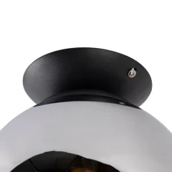 QAZQA Art Deco Deckenlampe schwarz mit Rauchspiegel - Pallon