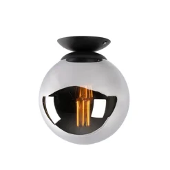 QAZQA Art Deco Deckenlampe schwarz mit Rauchspiegel - Pallon