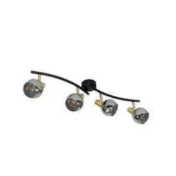 QAZQA Art Deco Deckenleuchte Gold mit Rauchglas 4-Licht - Vidro