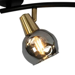 QAZQA Art Deco Deckenleuchte Gold mit Rauchglas 4-Licht - Vidro