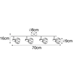QAZQA Art Deco Deckenleuchte Gold mit Rauchglas 4-Licht - Vidro