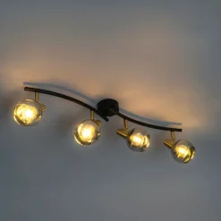 QAZQA Art Deco Deckenleuchte Gold mit Rauchglas 4-Licht - Vidro