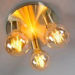 QAZQA Art Deco Deckenleuchte gold rund - Facil 3