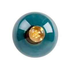 QAZQA Art Deco Deckenleuchte messing mit ozeanblauem Glaslampenschirm - Pallon