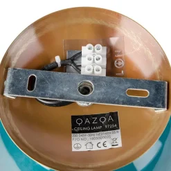 QAZQA Art Deco Deckenleuchte messing mit ozeanblauem Glaslampenschirm - Pallon