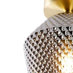 QAZQA Art Deco Deckenleuchte Messing mit Rauchglas - Karce