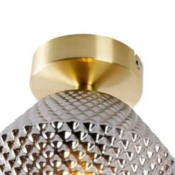 QAZQA Art Deco Deckenleuchte Messing mit Rauchglas - Karce