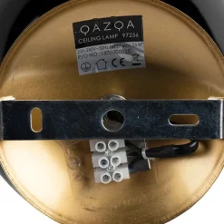 QAZQA Art Deco Deckenleuchte Messing mit schwarzem Glas - Pallon