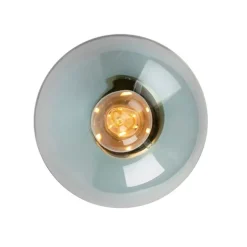 QAZQA Art Deco Deckenleuchte Messing mit blauem Glas - Pallon