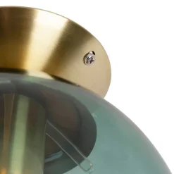 QAZQA Art Deco Deckenleuchte messing mit grünem Glaslampenschirm - Pallon