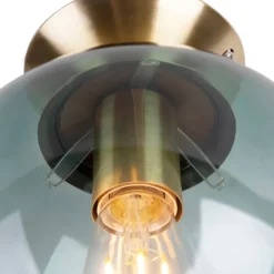 QAZQA Art Deco Deckenleuchte messing mit grünem Glaslampenschirm - Pallon