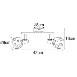 QAZQA Art Deco Deckenleuchte schwarz mit Rauchglas 2-Licht - Vidro