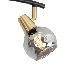 QAZQA Art Deco Deckenleuchte schwarz mit Rauchglas 2-Licht - Vidro