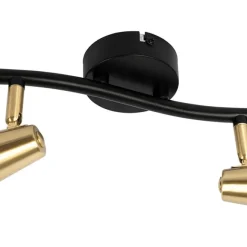 QAZQA Art Deco Deckenleuchte schwarz mit Rauchglas 2-Licht - Vidro