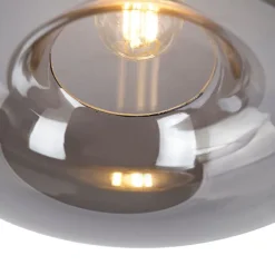 QAZQA Art Deco Deckenleuchte schwarz mit Rauchglas - Busa