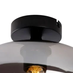 QAZQA Art Deco Deckenleuchte schwarz mit Rauchglas - Busa