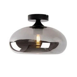 QAZQA Art Deco Deckenleuchte schwarz mit Rauchglas - Busa