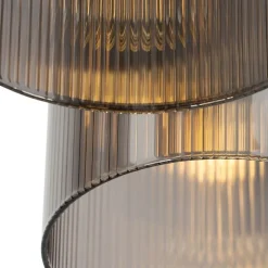 QAZQA Art Deco Deckenleuchte schwarz mit Rauchglas 3-flammig - Laura