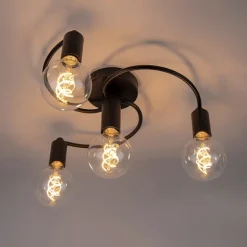 QAZQA Art Deco Deckenleuchte schwarz 4-flammig - Facil