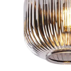 QAZQA Art Deco Deckenleuchte schwarz mit Rauchglas - Karel