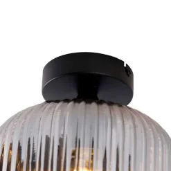 QAZQA Art Deco Deckenleuchte schwarz mit Rauchglas - Karel