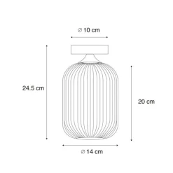 QAZQA Art Deco Deckenleuchte schwarz mit Rauchglas - Banci