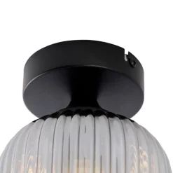 QAZQA Art Deco Deckenleuchte schwarz mit Rauchglas - Banci