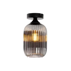 QAZQA Art Deco Deckenleuchte schwarz mit Rauchglas - Banci