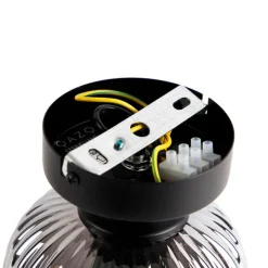 QAZQA Art Deco Deckenleuchte schwarz mit Rauchglas - Banci