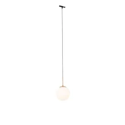 QAZQA Art Deco hanglamp goud met opaal glas incl. rail adapter zwart 1-fase - Slimline Flore