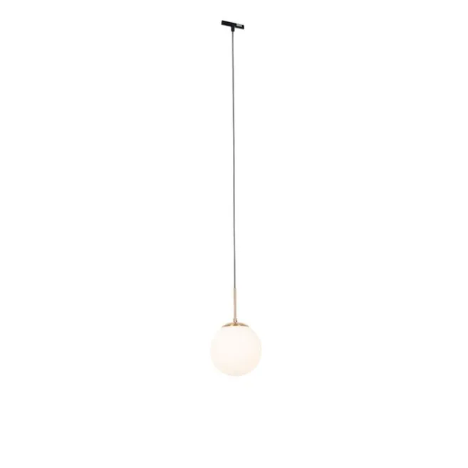 QAZQA Art Deco hanglamp goud met opaal glas incl. rail adapter zwart 1-fase - Slimline Flore