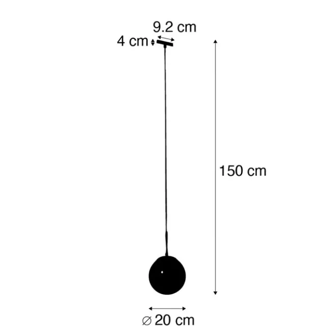 QAZQA Art Deco hanglamp goud met opaal glas incl. rail adapter zwart 1-fase - Slimline Flore