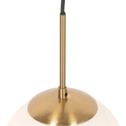 QAZQA Art Deco hanglamp goud met opaal glas incl. rail adapter zwart 1-fase - Slimline Flore