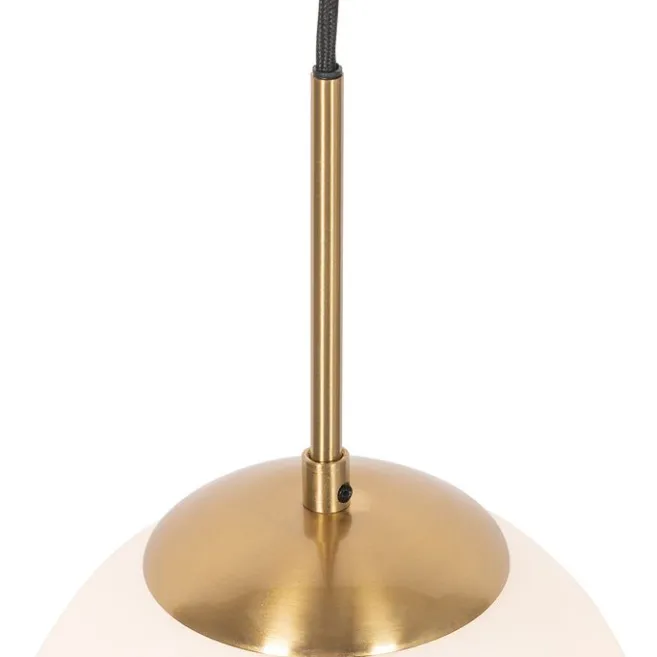 QAZQA Art Deco hanglamp goud met opaal glas incl. rail adapter zwart 1-fase - Slimline Flore